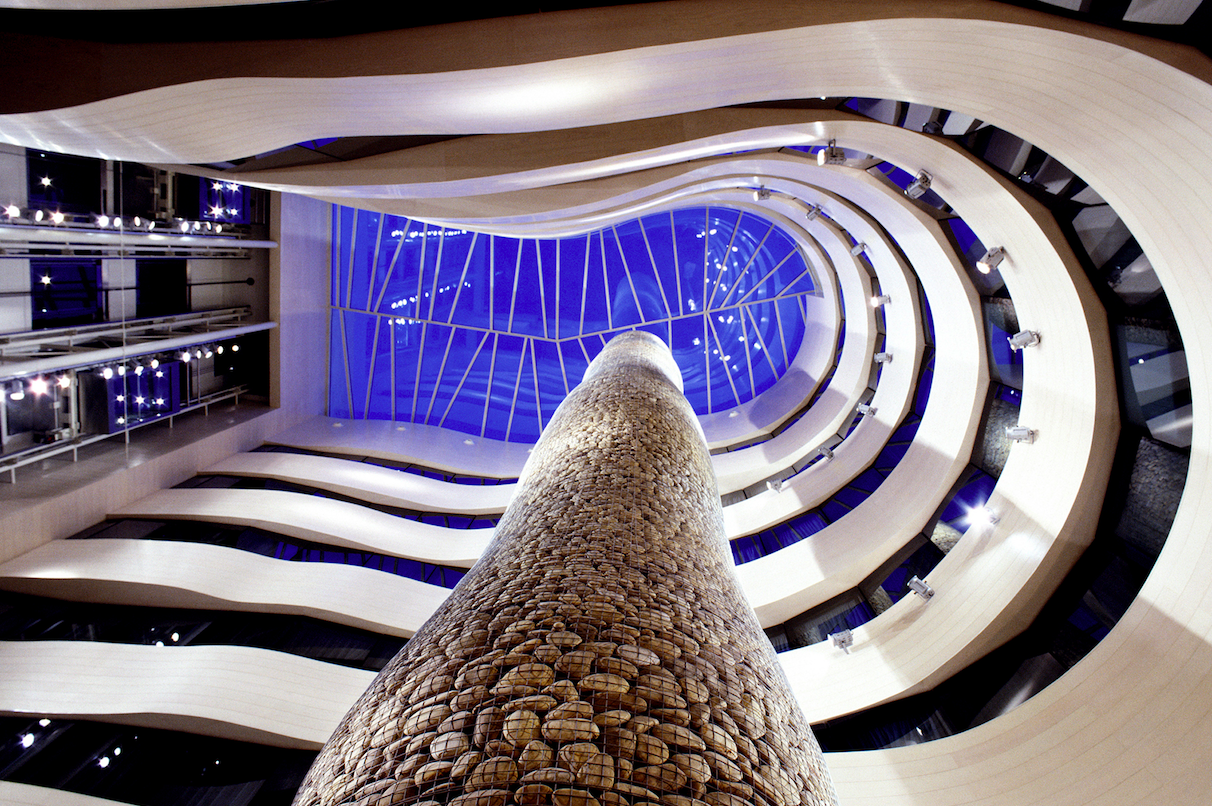 The Domine Hotel of Bilbao adds a hypnotic kinetic installation to its lobby, created by the Swedish studio Humans Since 1982